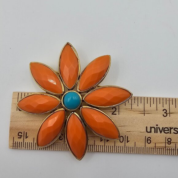 VTG 3PC Brooch Lot Fairycore Orange Gold Tone Whimsy Feminine Charming Boho Pins - Picture 11 of 13